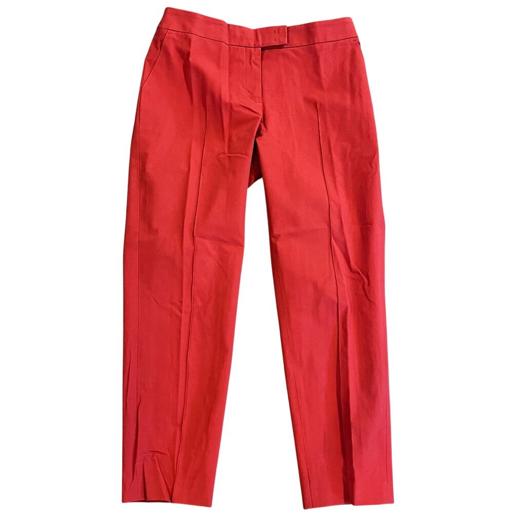 Akris Punto Luxury orange straight leg ankle crop trouser pants women Medium